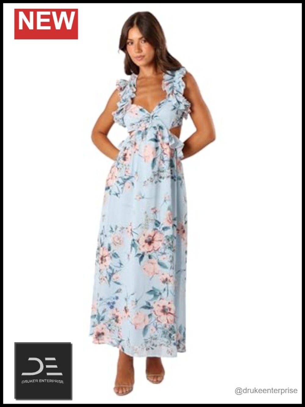 Women's Frill Shoulder Maxi Dress